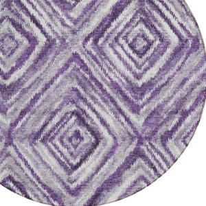 Homeroots 3' Artichoke Green And Sage Geometric Washable Indoor Outdoor Area Rug For Stylish Spaces 8' Round Polyester 586686