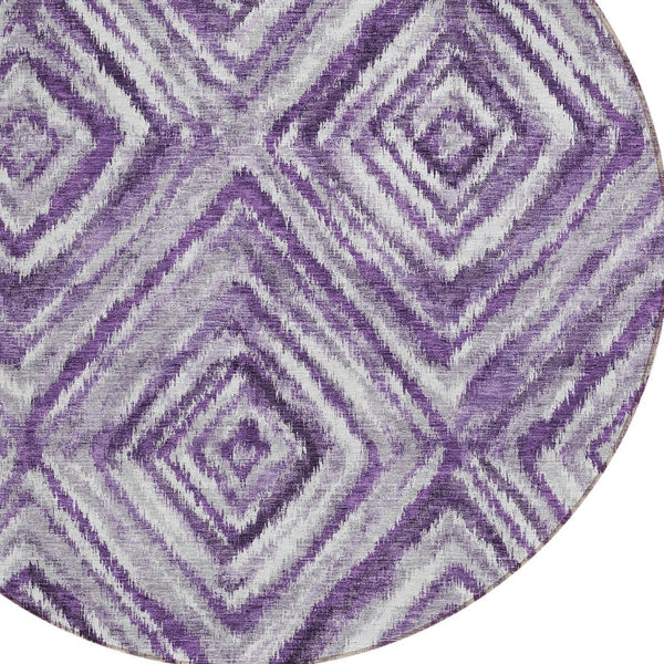 Homeroots 3' Artichoke Green And Sage Geometric Washable Indoor Outdoor Area Rug For Stylish Spaces 8' Round Polyester 586686