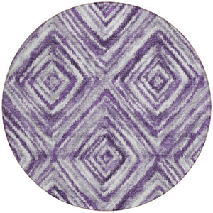 Homeroots 3' Artichoke Green And Sage Geometric Washable Indoor Outdoor Area Rug For Stylish Spaces 8' Round Polyester 586686