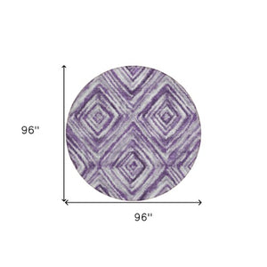 Homeroots 3' Artichoke Green And Sage Geometric Washable Indoor Outdoor Area Rug For Stylish Spaces 8' Round Polyester 586686