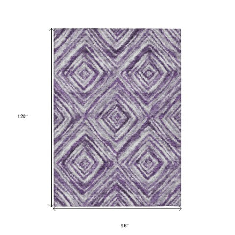 Homeroots 3' Artichoke Green And Sage Geometric Washable Indoor Outdoor Area Rug For Stylish Spaces 8' X 10' Polyester 586687