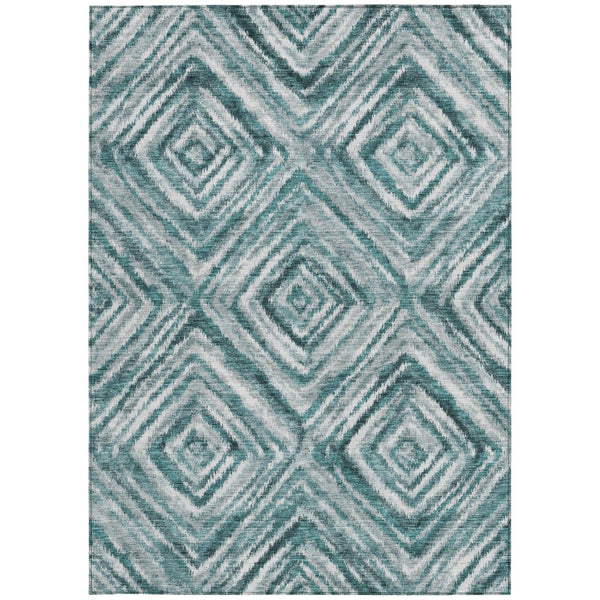 Homeroots 3' Artichoke Green And Sage Geometric Washable Indoor Outdoor Area Rug For Stylish Spaces 3' X 5' Polyester 586690