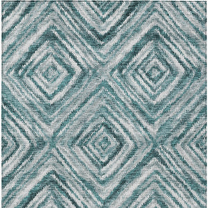 Homeroots 3' Artichoke Green And Sage Geometric Washable Indoor Outdoor Area Rug For Stylish Spaces 3' X 5' Polyester 586690