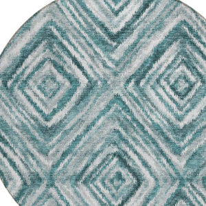 Homeroots 3' Artichoke Green And Sage Geometric Washable Indoor Outdoor Area Rug For Stylish Spaces 8' Round Polyester 586692