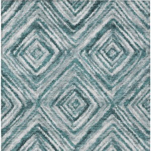 Homeroots 3' Artichoke Green And Sage Geometric Washable Indoor Outdoor Area Rug For Stylish Spaces 8' X 10' Polyester 586693