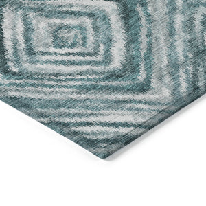 Homeroots 3' Artichoke Green And Sage Geometric Washable Indoor Outdoor Area Rug For Stylish Spaces 8' X 10' Polyester 586693