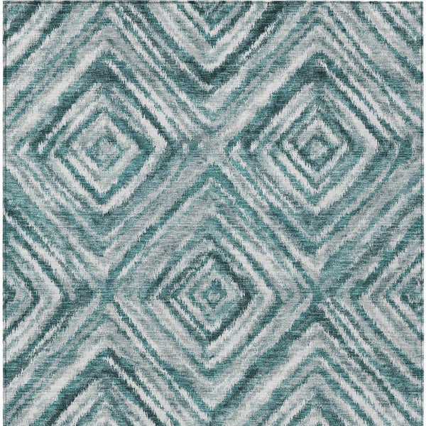 Homeroots 3' Artichoke Green And Sage Geometric Washable Indoor Outdoor Area Rug For Stylish Spaces 10' X 14' Polyester 586695