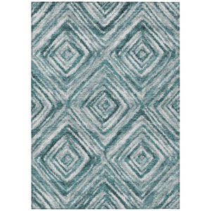 HomeRoots 5' Modern Geometric Teal Blue and Aqua Area Rug - Durable, Washable Design for Indoor & Outdoor Use 10' X 14' 586695