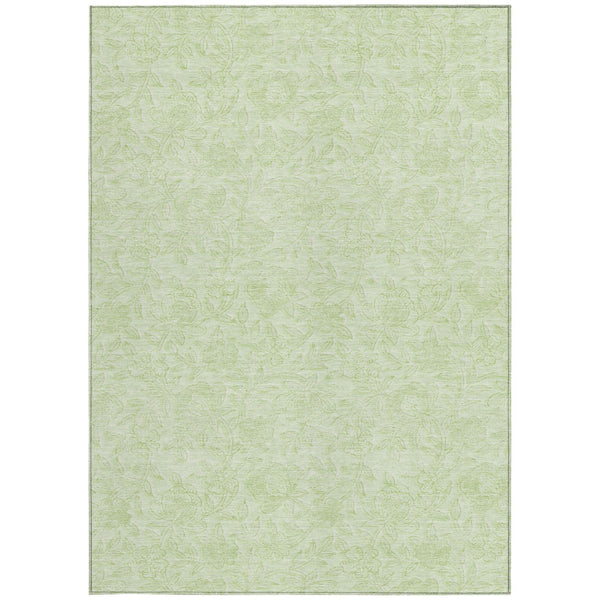 Homeroots 3' Floral Area Rug In Artichoke And Mint Green - Washable, Durable, Perfect For Indoor & Outdoor Use 5' X 8' Polyester 586697