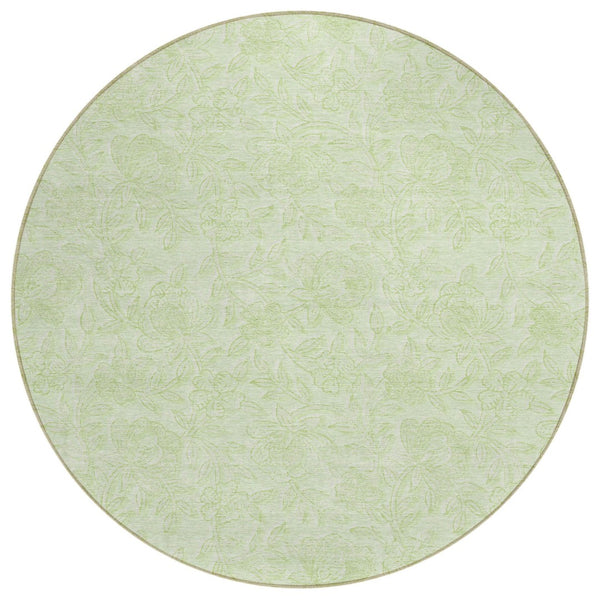 HomeRoots 5' Floral Area Rug in Artichoke & Mint Green – Washable, Indoor/Outdoor, Durable & Stylish Decor 8' Round 586698