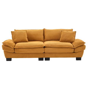 English Elm Corduroy Stylish Sleeper Sofa Loveseat with Dual-Layer Cushions & Two Support Pillows, Sturdy Frame Yellow W676P184141