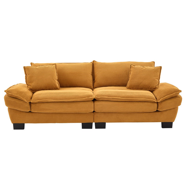 English Elm Corduroy Stylish Sleeper Sofa Loveseat with Dual-Layer Cushions & Two Support Pillows, Sturdy Frame Yellow W676P184141