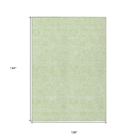 Homeroots 3' Floral Area Rug In Artichoke And Mint Green - Washable, Durable, Perfect For Indoor & Outdoor Use 9' X 12' Polyester 586700