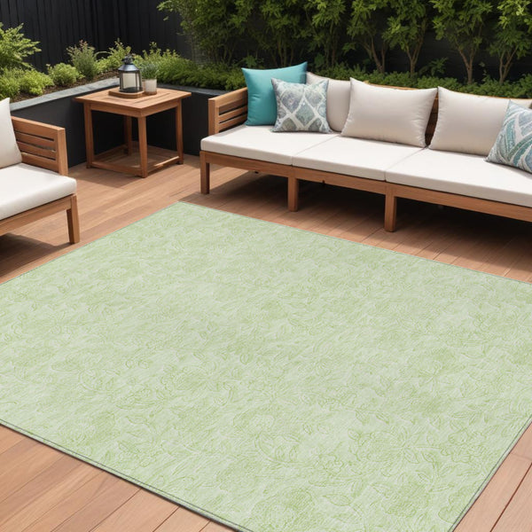 Homeroots 3' Floral Area Rug In Artichoke And Mint Green - Washable, Durable, Perfect For Indoor & Outdoor Use 9' X 12' Polyester 586700
