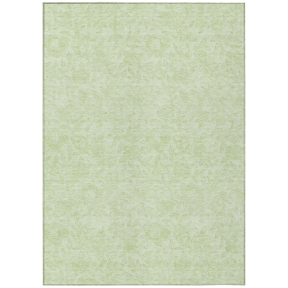 HomeRoots 9' Floral Artichoke and Mint Green Washable Area Rug for Indoor & Outdoor High-Traffic Spaces 9' X 12' 586700