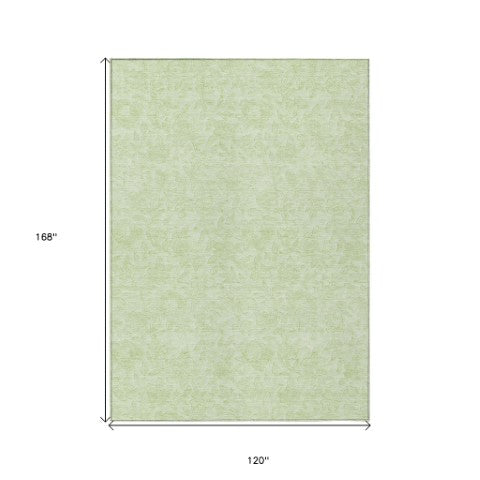 Homeroots 3' Floral Area Rug In Artichoke And Mint Green - Washable, Durable, Perfect For Indoor & Outdoor Use 10' X 14' Polyester 586701