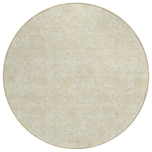 HomeRoots 5' Elegant Ivory and Beige Floral Area Rug - Durable, Washable Design for Indoor and Outdoor Spaces 8' Round 586704