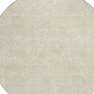Homeroots 3' Floral Area Rug In Artichoke And Mint Green - Washable, Durable, Perfect For Indoor & Outdoor Use 8' Round Polyester 586704