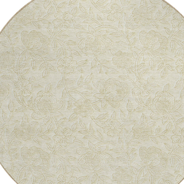 Homeroots 3' Floral Area Rug In Artichoke And Mint Green - Washable, Durable, Perfect For Indoor & Outdoor Use 8' Round Polyester 586704