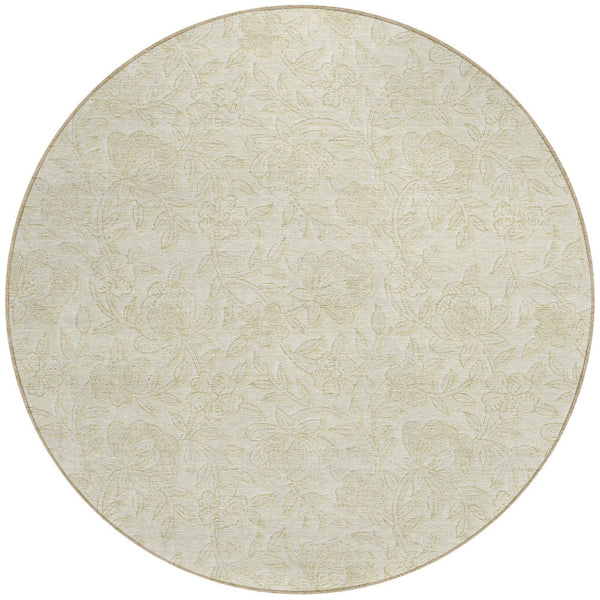 Homeroots 3' Floral Area Rug In Artichoke And Mint Green - Washable, Durable, Perfect For Indoor & Outdoor Use 8' Round Polyester 586704