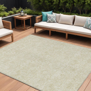 Homeroots 3' Floral Area Rug In Artichoke And Mint Green - Washable, Durable, Perfect For Indoor & Outdoor Use 9' X 12' Polyester 586706