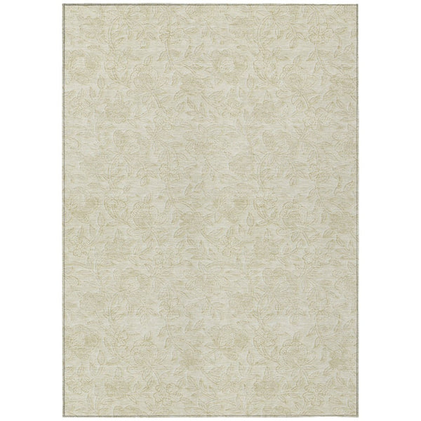 HomeRoots 5' Elegant Ivory and Beige Floral Area Rug - Durable, Washable Design for Indoor and Outdoor Spaces 10' X 14' 586707