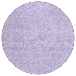 HomeRoots 5' Lilac and Purple Floral Indoor Outdoor Area Rug – Durable, Washable, Perfect for High-Traffic Areas 8' Round 586710