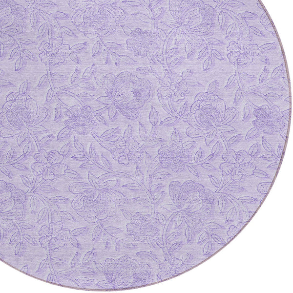 Homeroots 3' Floral Area Rug In Artichoke And Mint Green - Washable, Durable, Perfect For Indoor & Outdoor Use 8' Round Polyester 586710