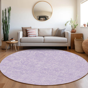 Homeroots 3' Floral Area Rug In Artichoke And Mint Green - Washable, Durable, Perfect For Indoor & Outdoor Use 8' Round Polyester 586710