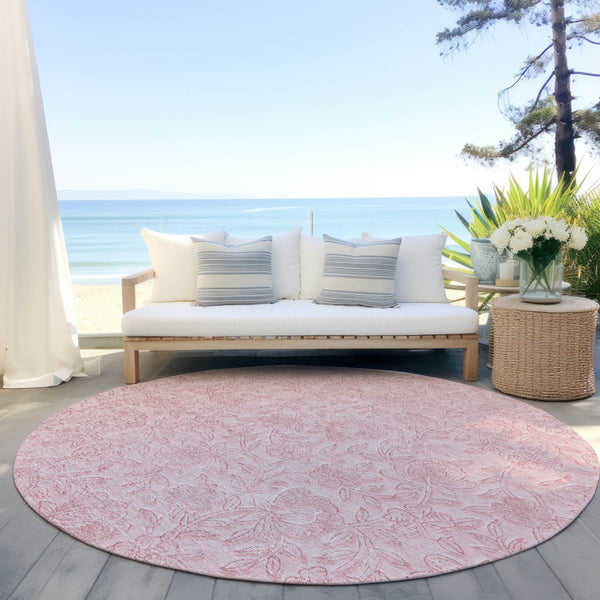 Homeroots 3' Floral Area Rug In Artichoke And Mint Green - Washable, Durable, Perfect For Indoor & Outdoor Use 8' Round Polyester 586716