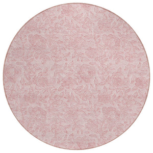 HomeRoots 5' Vibrant Pink and Red Floral Washable Area Rug - Durable, Stylish for Indoor and Outdoor Spaces 8' Round 586716