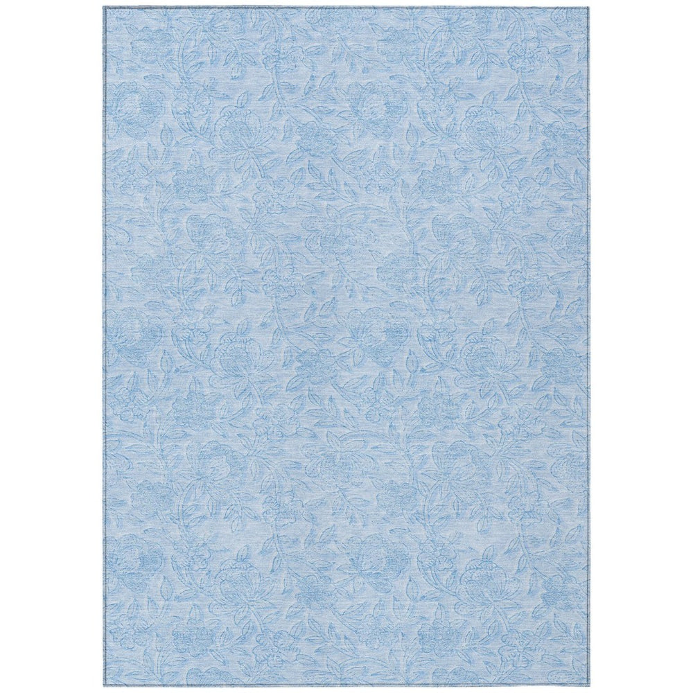 HomeRoots 5' Sky Blue Floral Washable Area Rug for Indoor & Outdoor Use - Durable, Stylish, Easy Care 5' X 8' 586721