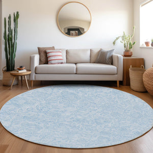 Homeroots 3' Floral Area Rug In Artichoke And Mint Green - Washable, Durable, Perfect For Indoor & Outdoor Use 8' Round Polyester 586722