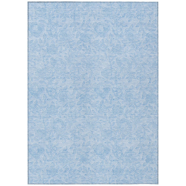 HomeRoots 9' Sky Blue Floral Area Rug - Versatile, Machine Washable Indoor/Outdoor Design for High Traffic Areas 9' X 12' 586724