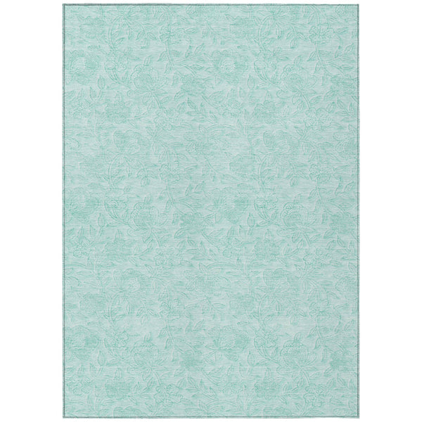 Homeroots 3' Floral Area Rug In Artichoke And Mint Green - Washable, Durable, Perfect For Indoor & Outdoor Use 3' X 5' Polyester 586726