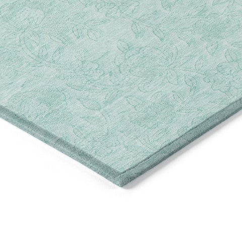 Homeroots 3' Floral Area Rug In Artichoke And Mint Green - Washable, Durable, Perfect For Indoor & Outdoor Use 3' X 5' Polyester 586726