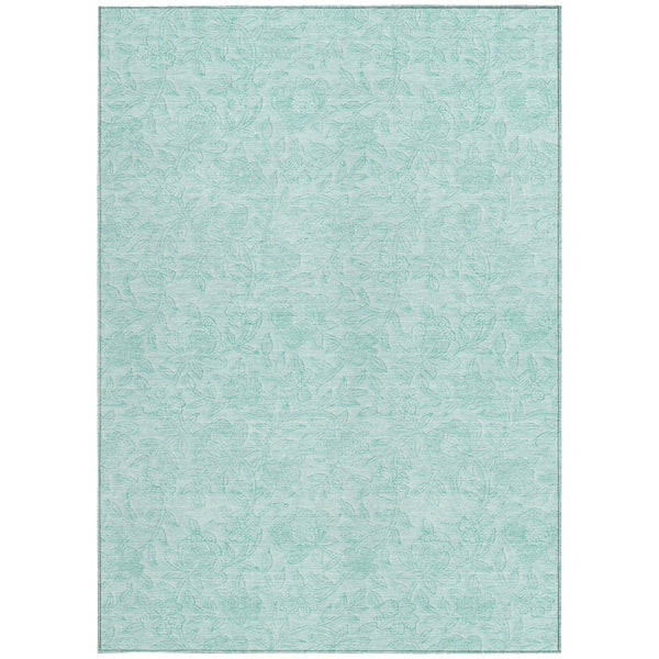 Homeroots 3' Floral Area Rug In Artichoke And Mint Green - Washable, Durable, Perfect For Indoor & Outdoor Use 3' X 5' Polyester 586726