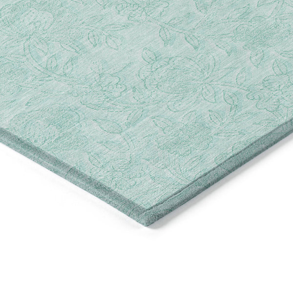 Homeroots 3' Floral Area Rug In Artichoke And Mint Green - Washable, Durable, Perfect For Indoor & Outdoor Use 5' X 8' Polyester 586727