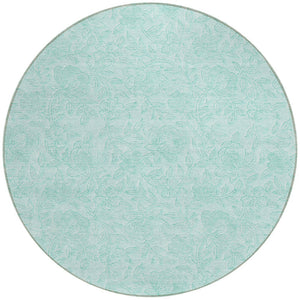 Homeroots 3' Floral Area Rug In Artichoke And Mint Green - Washable, Durable, Perfect For Indoor & Outdoor Use 8' Round Polyester 586728