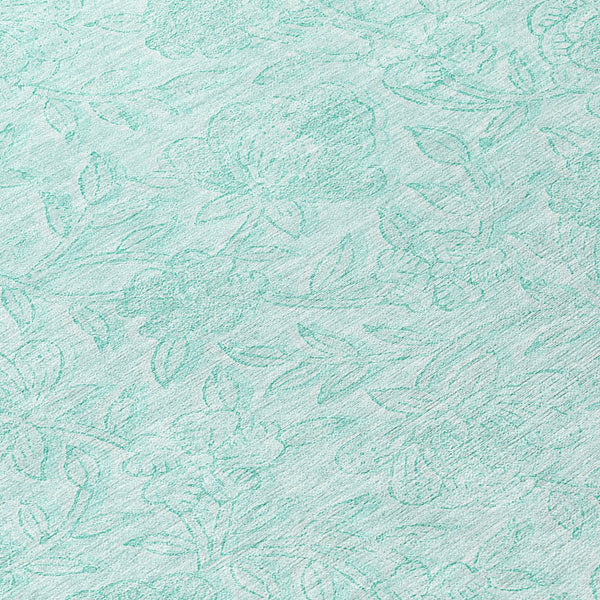 Homeroots 3' Floral Area Rug In Artichoke And Mint Green - Washable, Durable, Perfect For Indoor & Outdoor Use 8' Round Polyester 586728