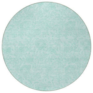 Homeroots 3' Floral Area Rug In Artichoke And Mint Green - Washable, Durable, Perfect For Indoor & Outdoor Use 8' Round Polyester 586728