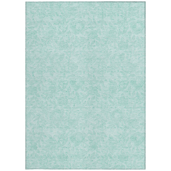 Homeroots 3' Floral Area Rug In Artichoke And Mint Green - Washable, Durable, Perfect For Indoor & Outdoor Use 9' X 12' Polyester 586730