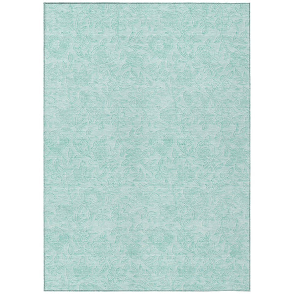 HomeRoots 9' Teal Blue and Aqua Floral Area Rug - Stylish, Washable, Durable for Indoor and Outdoor Use 9' X 12' 586730