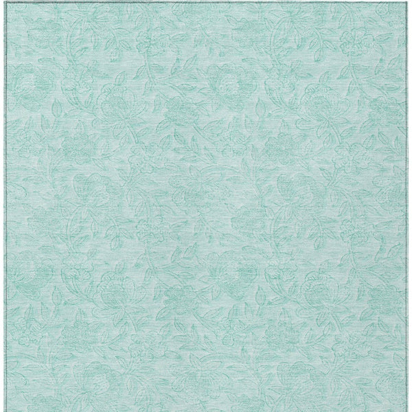Homeroots 3' Floral Area Rug In Artichoke And Mint Green - Washable, Durable, Perfect For Indoor & Outdoor Use 10' X 14' Polyester 586731