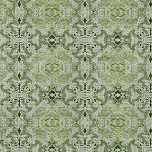 Homeroots 3' Elegant Artichoke Green Medallion Rug - Washable Indoor/Outdoor Solution For Any Space 3' X 5' Polyester 586732