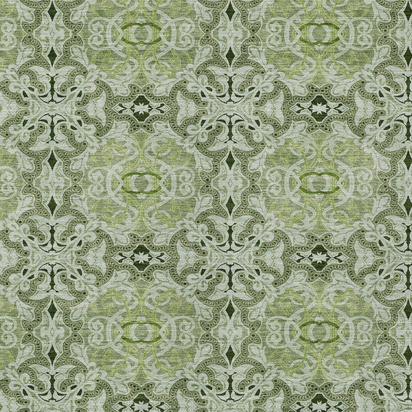 Homeroots 3' Elegant Artichoke Green Medallion Rug - Washable Indoor/Outdoor Solution For Any Space 3' X 5' Polyester 586732
