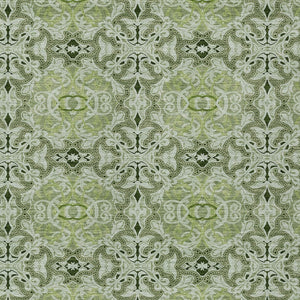 Homeroots 3' Elegant Artichoke Green Medallion Rug - Washable Indoor/Outdoor Solution For Any Space 5' X 8' Polyester 586733