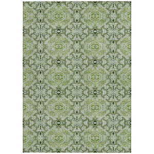 Homeroots 3' Elegant Artichoke Green Medallion Rug - Washable Indoor/Outdoor Solution For Any Space 8' X 10' Polyester 586735