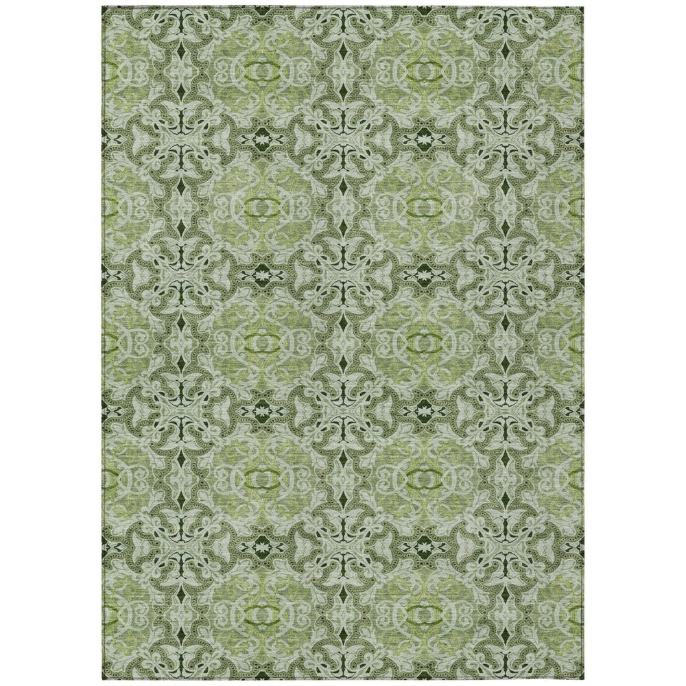 HomeRoots 9' Stylish Medallion Area Rug in Artichoke and Fern Green – Durable, Washable, Indoor/Outdoor Use 9' X 12' 586736