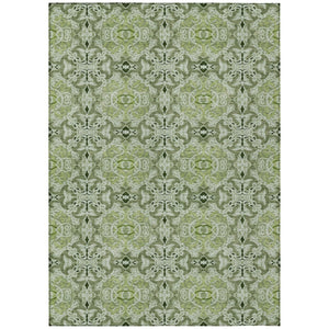 HomeRoots 9' Stylish Medallion Area Rug in Artichoke and Fern Green – Durable, Washable, Indoor/Outdoor Use 9' X 12' 586736